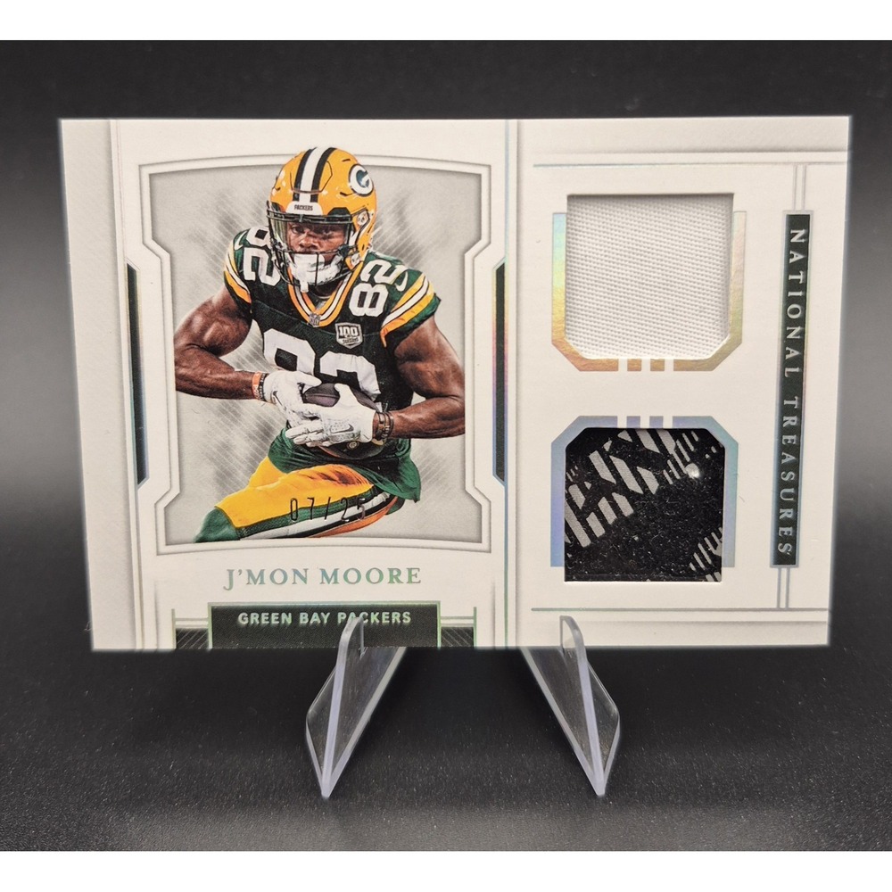 2018 National Treasures J'Mon Moore #RDM-37 Rookie Dual Material Holo Silver /25